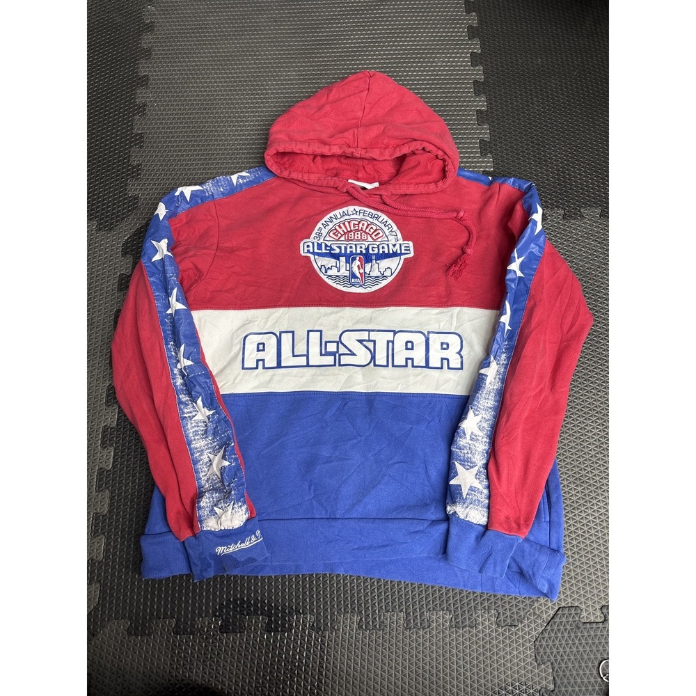 Mitchell & Ness 1988 NBA Chicago All-Star Game Hoodie Red White Blue Size M